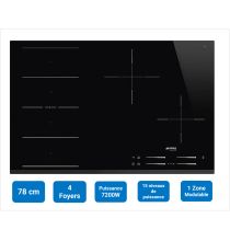 Table de cuisson Smeg SI1F7845B - Induction 78 cm - 4 zones - Flexi4Zone